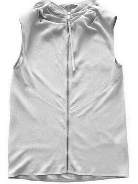 Rick Owens "Walrus" Sleeveless Zip-Front Pearl Grey Top